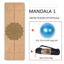 Load image into Gallery viewer, 6ft Yoga Mat Natural Cork TPE Fitness Mats With Position Line Pilates Meditation Exercise For Dropshipping Overseas Warehouse - Kala Mindfulness