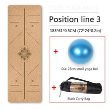 Load image into Gallery viewer, 6ft Yoga Mat Natural Cork TPE Fitness Mats With Position Line Pilates Meditation Exercise For Dropshipping Overseas Warehouse - Kala Mindfulness