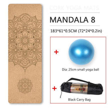 Load image into Gallery viewer, 6ft Yoga Mat Natural Cork TPE Fitness Mats With Position Line Pilates Meditation Exercise For Dropshipping Overseas Warehouse - Kala Mindfulness