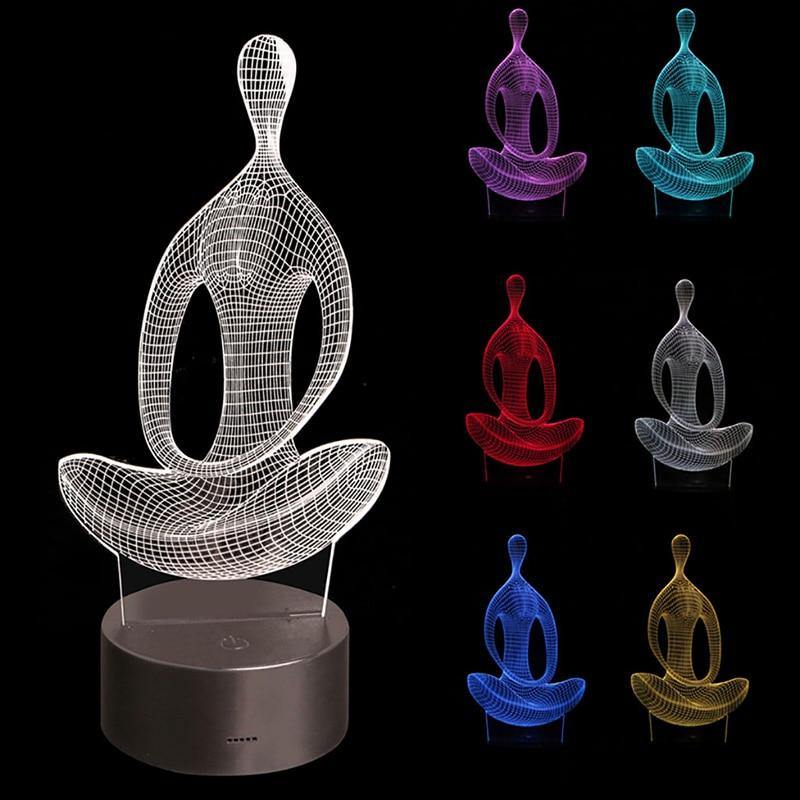 3D illusion Yoga Meditation Night Light 7 Color Change LED Desk Table Lamp Toys New 2017 - Kala Mindfulness