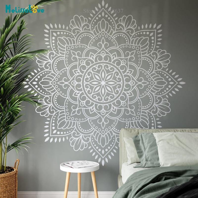 Mandala Vinyl Wall Art Decal Meditation Yoga Studio Decoration Large Flower Mandala Bedroom Living Room Decor Wallpaper BA699-1 - Kala Mindfulness