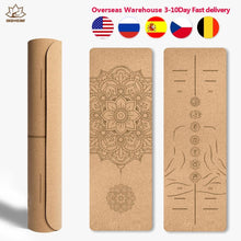 Load image into Gallery viewer, 6ft Yoga Mat Natural Cork TPE Fitness Mats With Position Line Pilates Meditation Exercise For Dropshipping Overseas Warehouse - Kala Mindfulness
