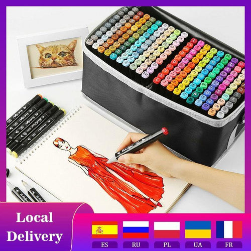 36/80/168/262 Colors Double Headed Art Marker Pen Set Artist Sketch Oily Tip Alcohol Based Markers For Manga School Art Supplies - Kala Mindfulness